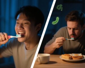 夜間の歯磨きと朝の歯磨き、どちらが健康に悪影響を与えるか
