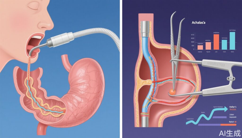 Five-Year Outcomes of Per-Oral Endoscopic Myotomy vs. Laparoscopic Heller’s Myotomy Plus Dor Fundoplication in Idiopathic Achalasia