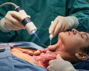 ファイバーを用いた近赤外自己蛍光が内分泌頸部手術における副甲状腺の同定を強化し、低副甲状腺機能症のリスクを増加させない