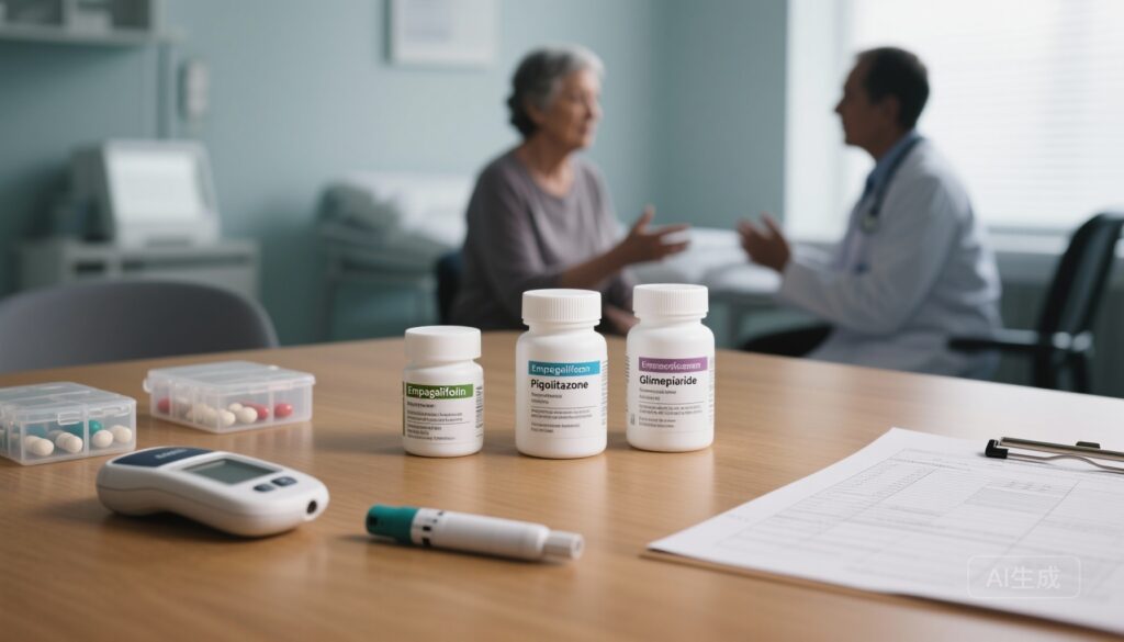 Empagliflozin, Pioglitazone or Glimepiride as Third Agents with Metformin + DPP‑4 Inhibitor: Similar HbA1c Drops but Different Trade‑offs