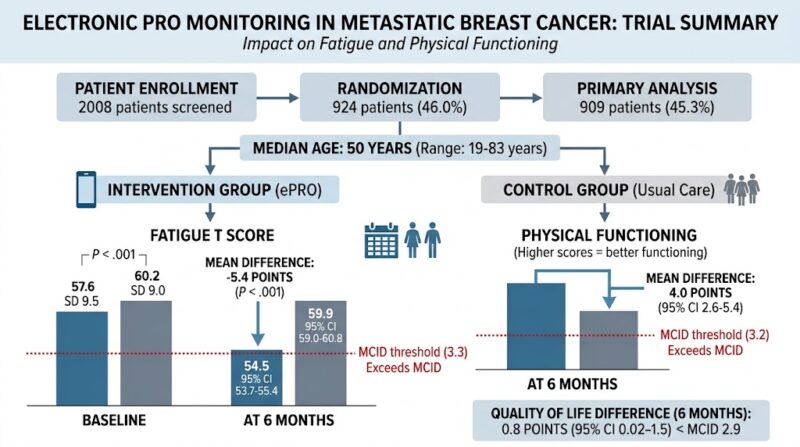 Electronic Patient-Reported Outcome Monitoring With Alert-Based Interventions in Metastatic Breast Cancer: A Review of Evidence and Clinical Implications