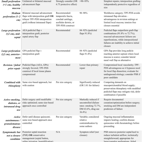 Optimizing Surgical Repair of Nasal Septal Perforations: Tailored Techniques and Risk Factor Management