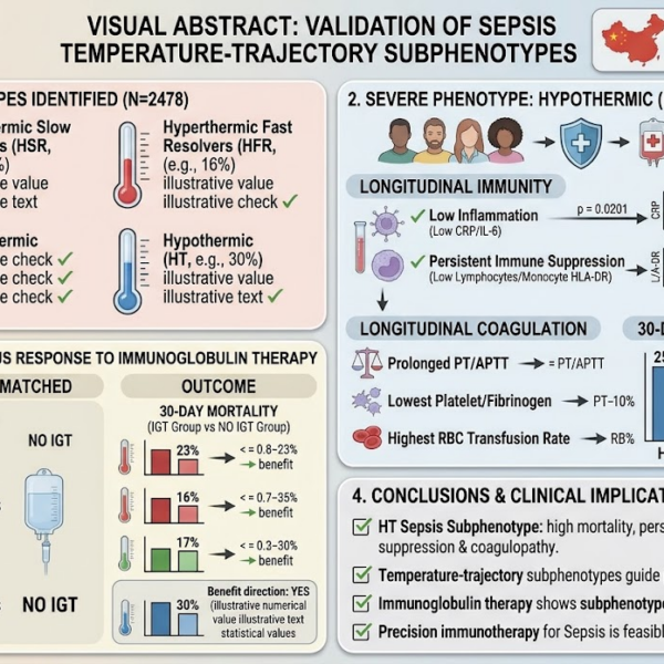 Xác thực quốc tế các dưới kiểu hình sepsis theo quỹ đạo nhiệt độ hé lộ đặc điểm miễn dịch và đông máu, gợi ý ý nghĩa cho liệu pháp immunoglobulin