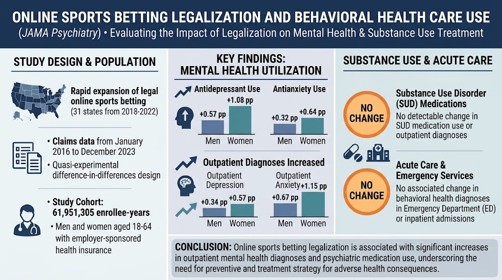 Online Sports Betting Legalization and Behavioral Health Care Use