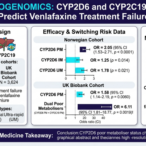 CYP2D6 与 CYP2C19 遗传变异对文拉法辛疗效的影响：来自挪威和英国队列的研究洞见