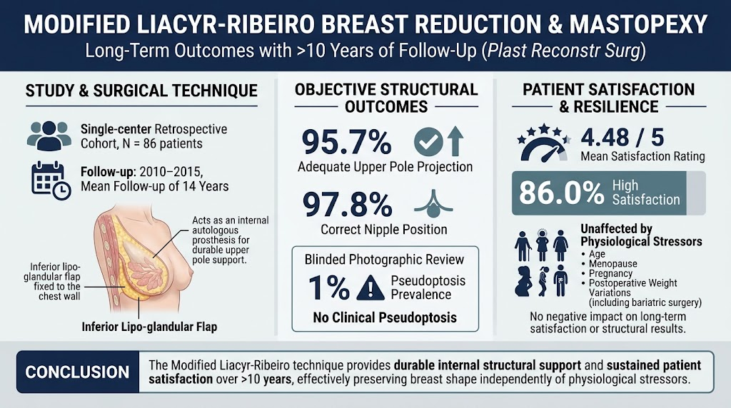Durable Long-Term Outcomes of the Modified Liacyr-Ribeiro Technique in Breast Reduction and Mastopexy