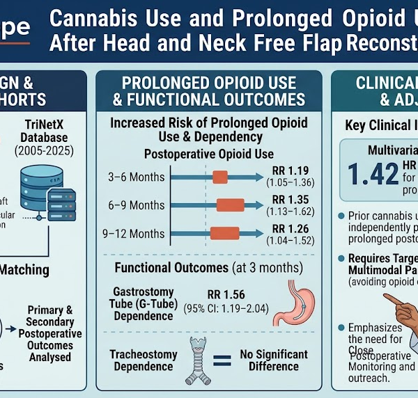 大麻使用与头颈部游离皮瓣重建术后阿片类药物使用延长：临床证据综述