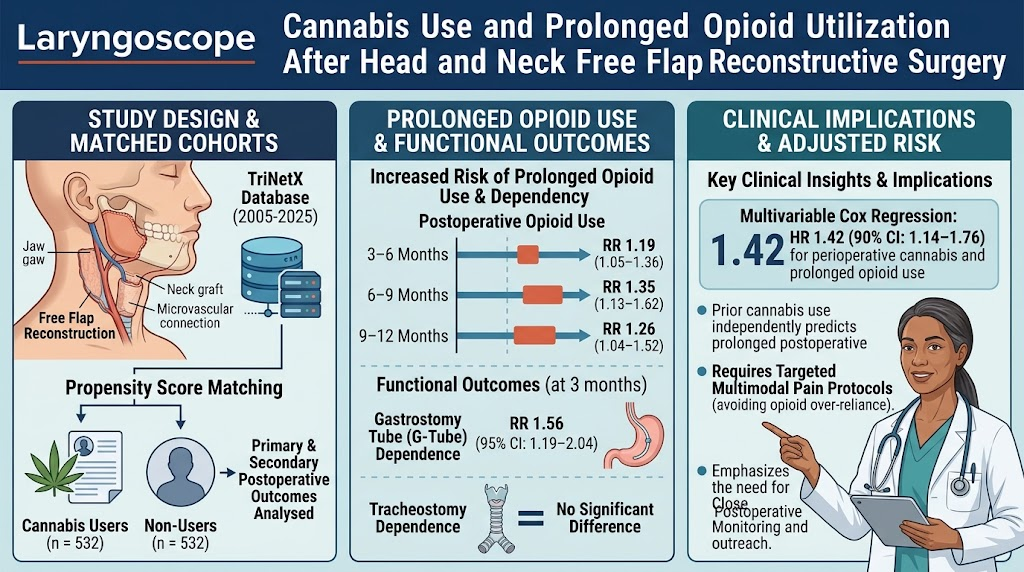 Sử dụng cannabis và tình trạng dùng opioid kéo dài sau phẫu thuật tái tạo vạt tự do vùng đầu và cổ: Tổng hợp bằng chứng lâm sàng