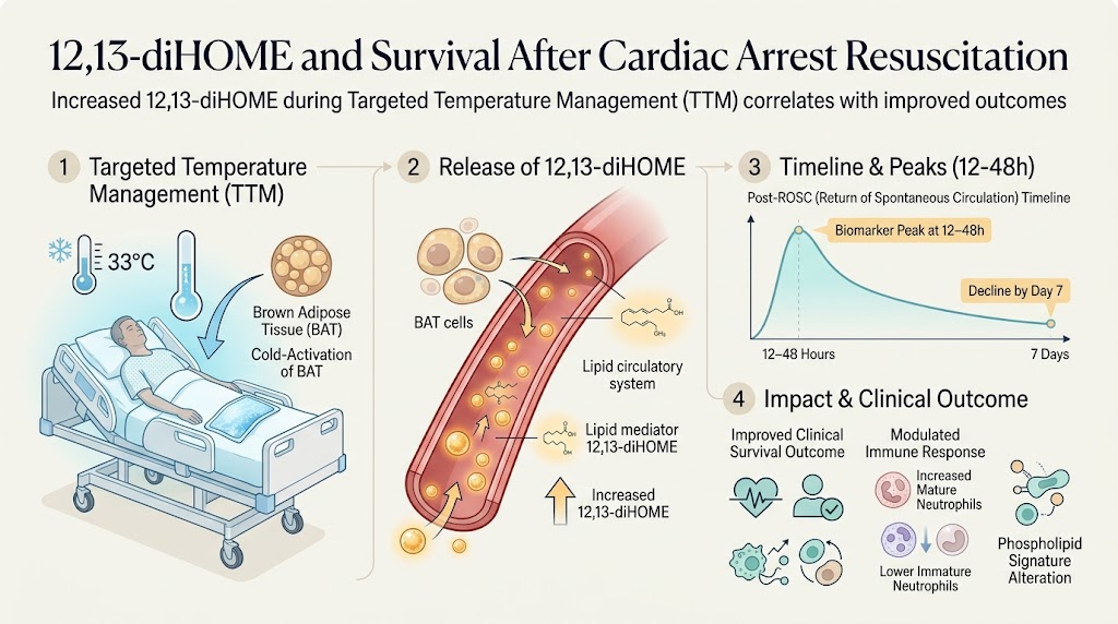 12,13-diHOME Levels as a Marker of Brown Adipose Tissue Activation and Outcome in Targeted Temperature Management Post-Cardiac Arrest