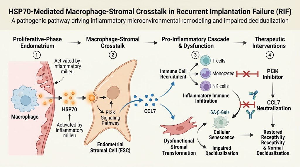 Decoding Recurrent Implantation Failure: The Role of HSP70-Mediated Macrophage-Stromal Crosstalk in Endometrial Dysregulation