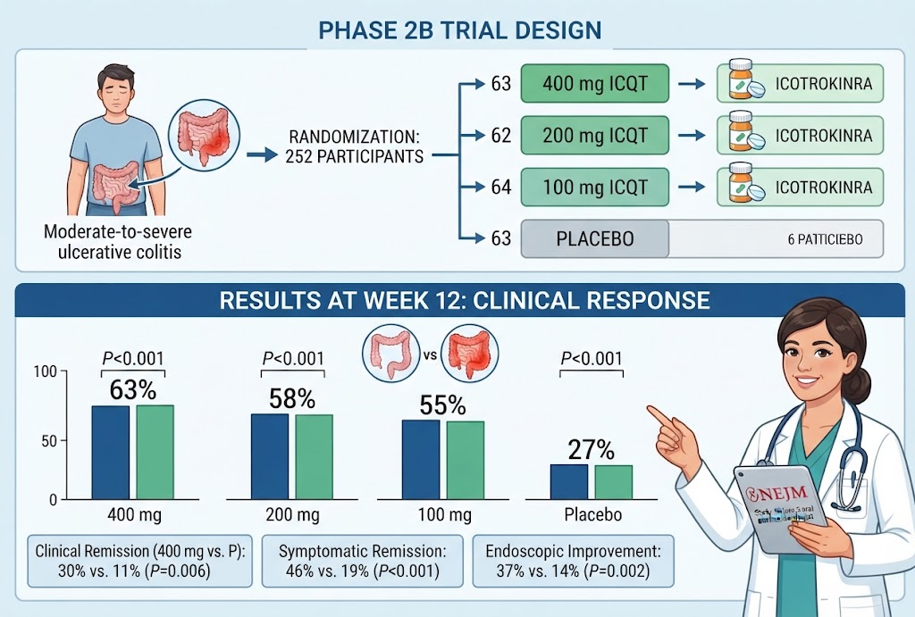 Phase 2 Trial of Icotrokinra for Patients with Ulcerative Colitis