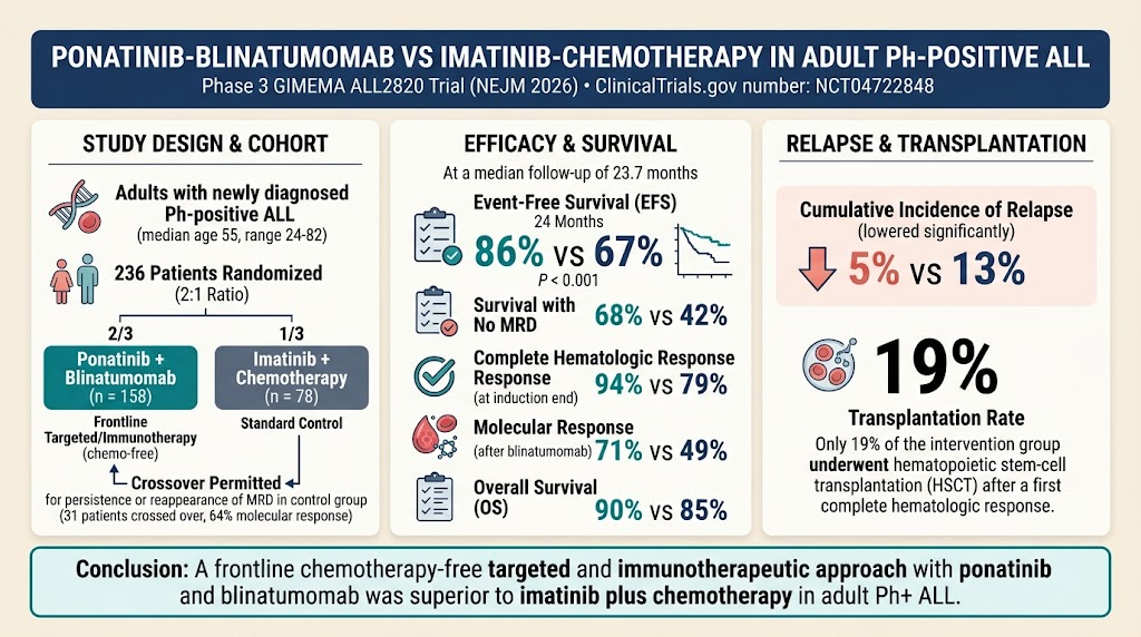 ponatinib＋blinatumomabはimatinib＋化学療法を上回るのか――成人Ph陽性ALLの一次治療を変える第3相試験